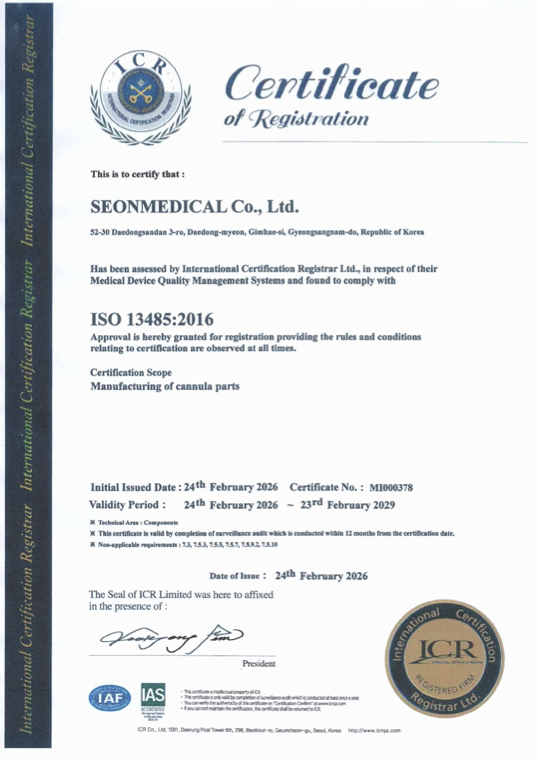 ISO 13485 Certificate (English)